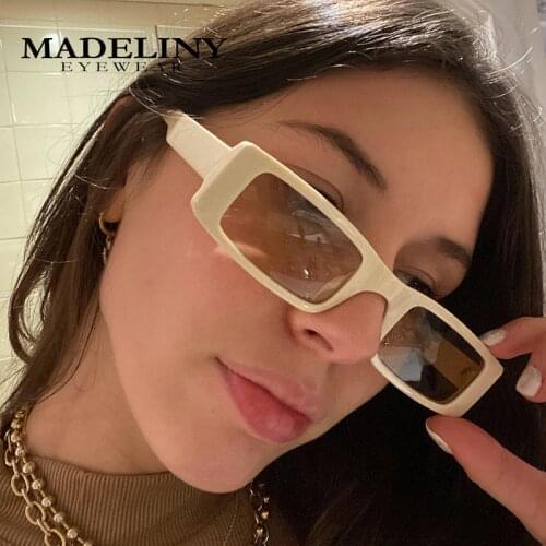 MADELINY New Ladies Rectangle Sunglasses Women Luxury Brand Sun Glasses Square Sunglass Vintage Black White Green Eyewer MA073