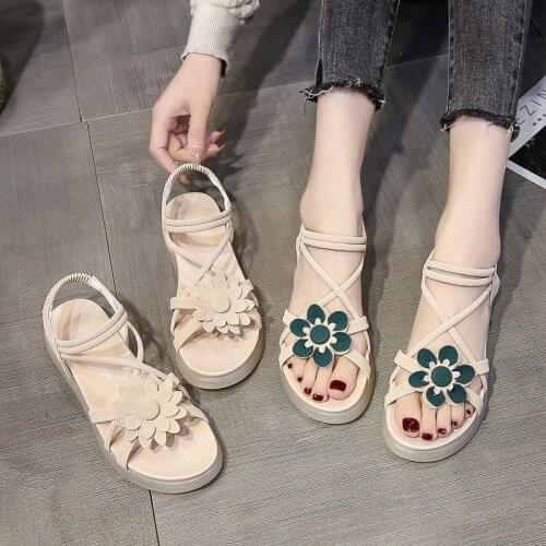 New Summer Women Sandals Heels Fashion Flowers Thick Bottom Shoes Chaussure Femme Casual Girls Sweet Platform 3CM Zapatos