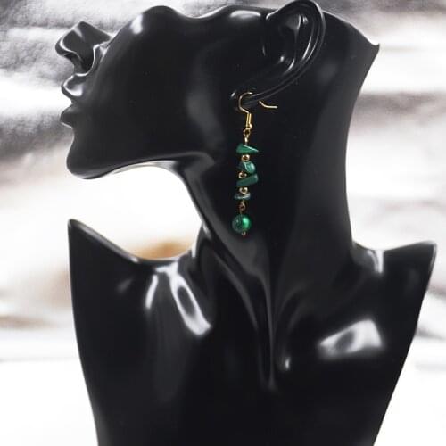 Natural Stone Crystal Handmade Amethyst/Malachite Gravel Earrings For Women Stainless Steel Gold Beads Korean Pop Fashion Jewelr