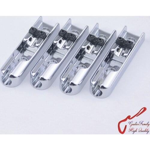1 Set ( 4 pieces ) GuitarFamily Single-String Bass Bridge With Lock Down For 4 Strings Electric Bass ( Chrome ) MADE IN KOREA