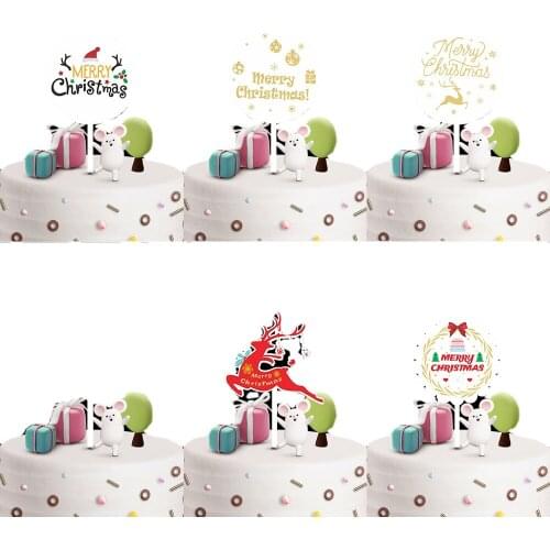 2021 New Cake Topper Acrylic Cartoon Merry Christimas Series Cake Decoration Flag For Party Cake Decor