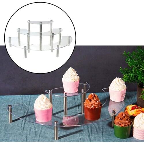 3 Steps Acrylic Riser Display Stand Shelf for Mini Action Figures Dolls Toys