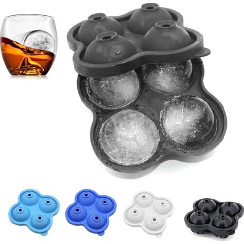 4 Grid Ice Molds DIY Home Bar Party Cocktail Use Sphere Round Ball Ice Cube Makers Kitchen Ice Cream Moulds