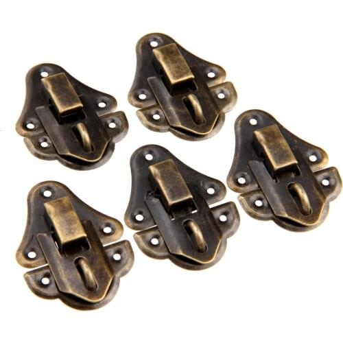 5Pcs 48x35mm Antique Brass Drawer Latches Jewelry Chest Box Gift Box Buckles Toggle Hasp Latch Catch Clasp Furniture Hardware