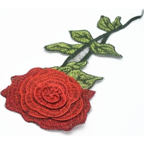 5pcs Red 3D Lace Flower Applique Patches Embroidery Sew Iron On Crafts Cloth Decor Access