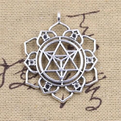 8pcs Charms Yoga Flower Of Life Datura Stramonium 39x31mm Antique Silver Color Pendants DIY Making Handmade Tibetan Jewelry