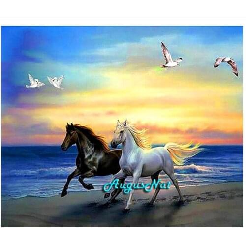 Running horse diamond painting full square animals wall art diamond dotz kits diamond embroidery sea crystal pasted crafts gifts