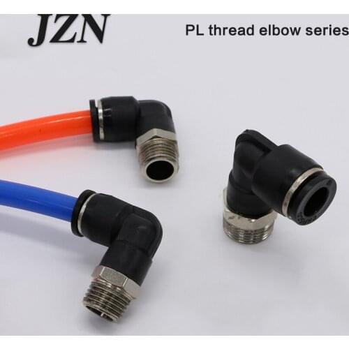 Free shipping ( 2 PCS ) Black thread elbow quickly inserted pneumatic pipe joint PL8-02/4-M5/6-01/PL10-03/12-04