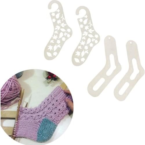 2 PCs Natural Wood Sock Blocker For DIY Christmas Sock Gifts Knitting Handle Home Weave Yarn Crafts Household Knitting Tools New