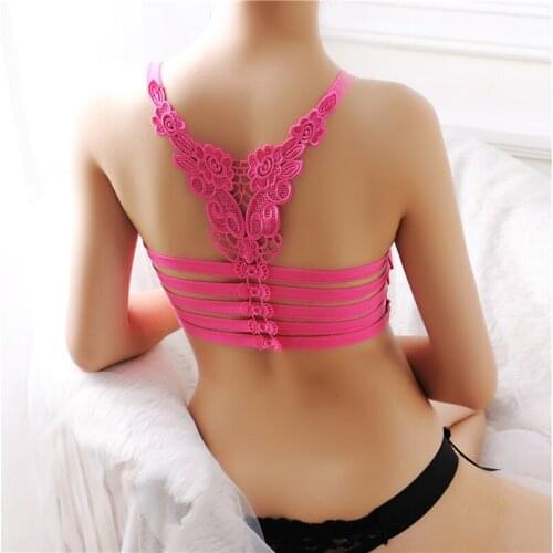 Women Fashion Padded Bra Wireless Sweat Quick Dry Fitness Butterfly Black Lace Bra 8 Colors
