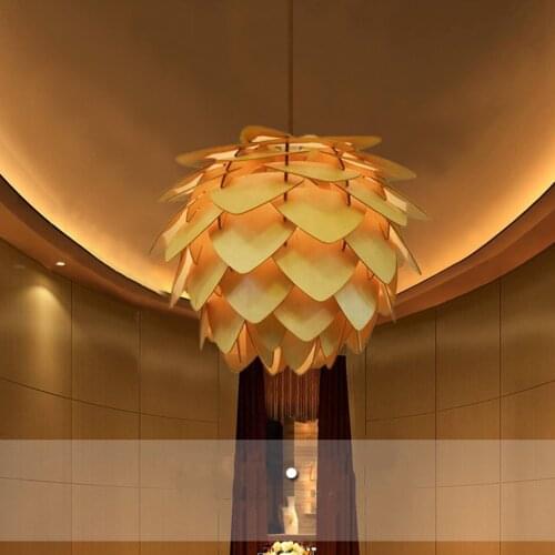 Wooden Pinecone Ceiling Pendant Lights Shade Restaurant Hanging Ceiling Lamp Shade Office Home Decor Art Lampshade