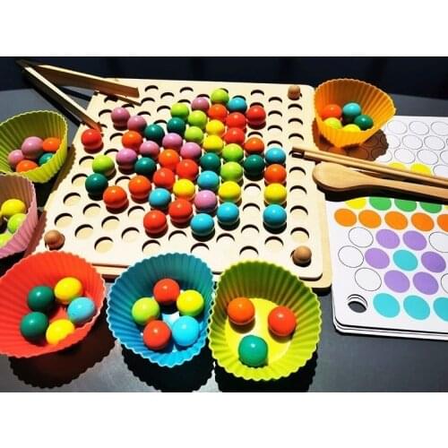 Kids Wood Multi-function Bead Puzzle Toy Montessori Clip Beads Wooden 3D Puzzle Beads Educational Toy
