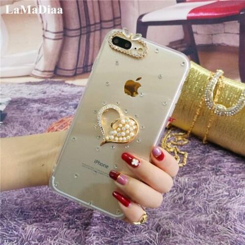 LaMaDiaa Transparent Soft Case For Huawei P40 P10 P20 P30 PLUS LiTE Mate30 10 20 Pro Lite Luxury Bling Diamond Love Heart Case