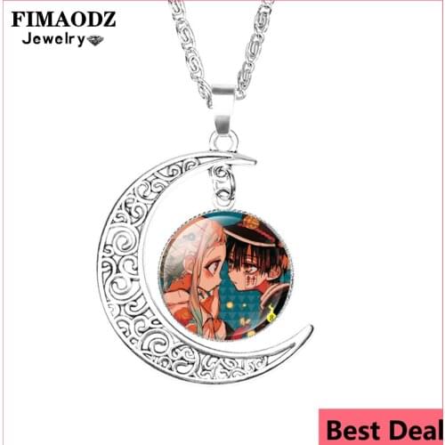 FIMAODZ Anime Toilet Bound Hanako Kun Necklace Hanako Nene Kou Cosplay Figures Glass Crystal Moon Pendant Fashion Jewelry
