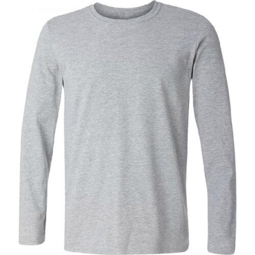 Tshirt for Men O Neck Collar Top Tees Male Pure Cotton Slim Fit Long Sleeve Men T Shirt T-shirt