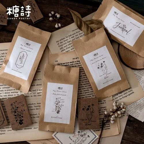 Kawaii Cute Words Index Flowers Stamps For Scrapbooking Wooden Rubber Seal Card Stationery School Supplies Bullet Journal n1130