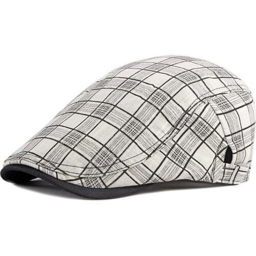 LDSLYJR 2021 Cotton solid plaid Newsboy Caps Flat Peaked Cap Men and Women Painter Beret Hats 16