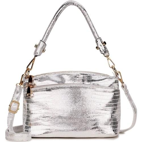 Silver Small Messenger Bag Womens Shoulder Leather Purses and Handbags Ladies Hand Bags for Women Crossbody Bag Sac A Main 2021