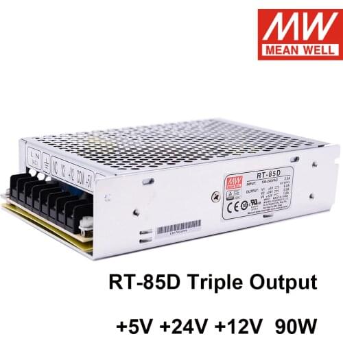 MEAN WELL RT-85D 90W Triple Output Switching Power Supply 5V 24V 12V DC 6A 2A 1A Power Unit Transformer Meanwell