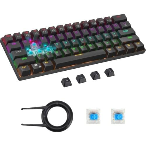 CK61 61 Key Mechanical Keyboard USB Wired LED Backlit Axis Gaming Mechanical Keyboard For WIN2000/ XP/VISTA/WIN7/ WIN8/ WIN10
