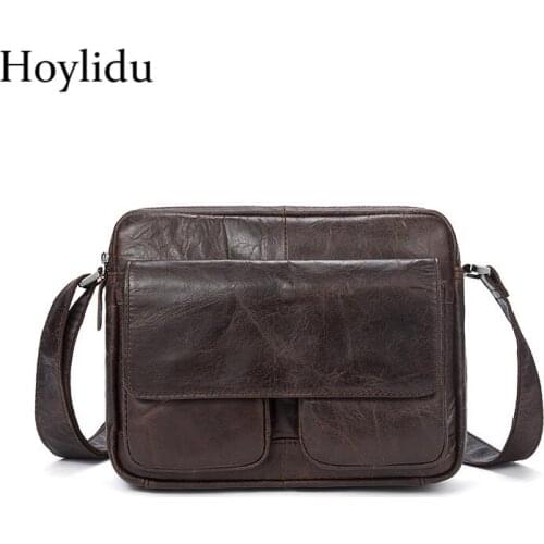 Genuine Leather Men Shoulder Bags Fashion Vintage Business Briefcase Large Capacity Travel Tote Handbag Messenger Crossbody Bag