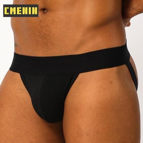Men Underwear Sexy Gay Jock Strap Soft Briefs Jockstrap G String Thongs Mens Underpants Pure Cotton Solid Male Panties BP.01