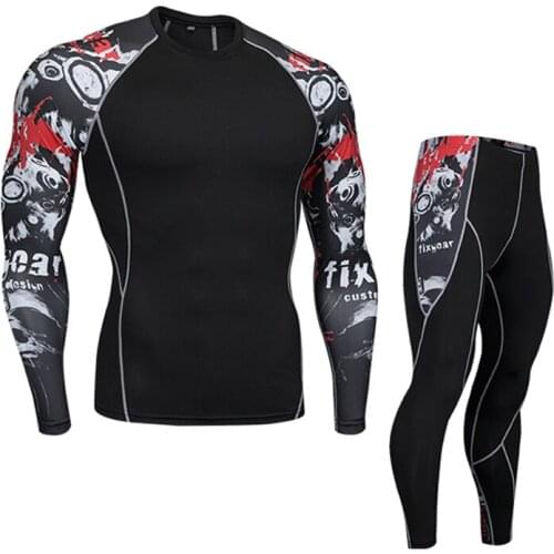 2018 New Compression set Sports Running Tights Men Jogging Leggings Fitness Gym Clothing Quick Dry Elastic Sport Mens Shirt