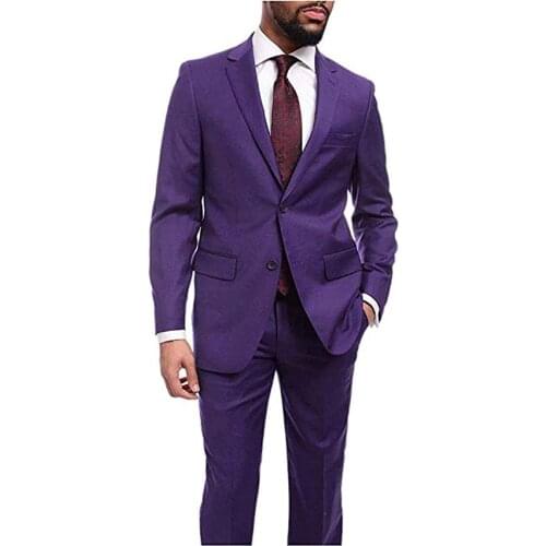New Arrival Groomsmen Purple Groom Tuxedos Notch Lapel Men Suits Wedding Best Man Blazer ( Jacket+Pants+Tie ) C505