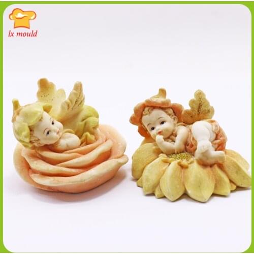 New Flower Baby Silicone Angel Mold Chocolate Polymer Clay Soap Candle Resin Mould