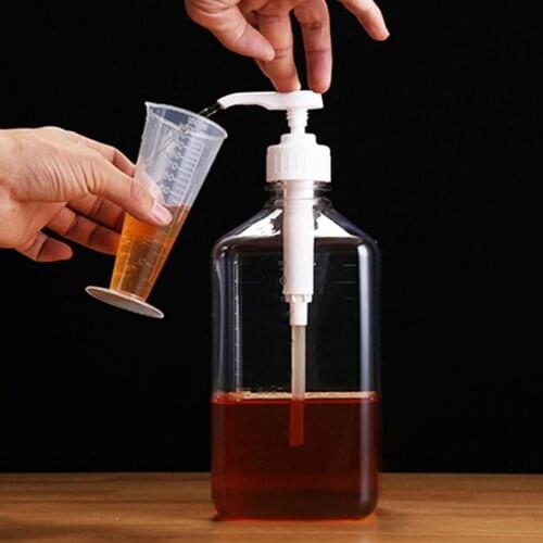 1600ml Transparent Coffee Syrup Graduated Bottle Double Scale Pump Bottle Sanitary Dispenser Graduated Bottle Honey Container