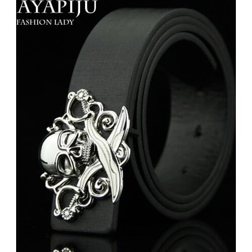 Mens/Womens Skeleton Buckle Belt Punk style Casual fashion waistband for Teenage students jeans Personalized belt p68