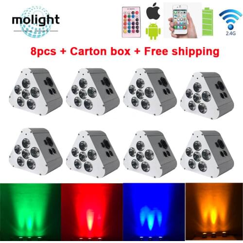 RGBWAUV Battery powered Wifi & IRC remote LED Uplights DJ light led battery Wireless dmx uplighting for Weddings Party Events