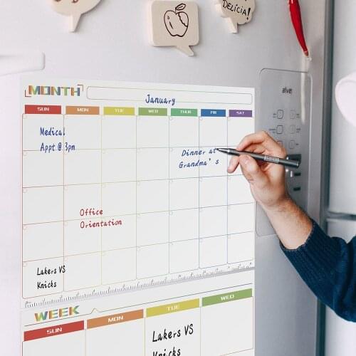 Thickened removable magnetic calendar whiteboard sticker Single-sided soft day, week and month planner whiteboard wall sticker