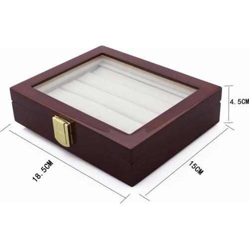 Luxury Cufflinks Tie Clips Jewelry Box High Quality Wood Box Display Elegant Dark Brown Storage Case