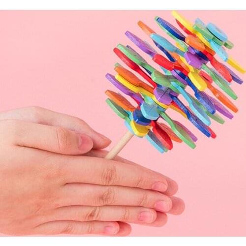 Wooden Spiral Lollipops Stress Relief Fibonacci Sequence Fidget Toys Antistress For Kids Adults Juguetes Para Niños