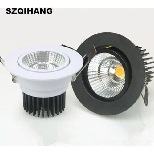 Super Bright AC85-265V 7w 10w 15w 20w Spot LED DownLight Dimmable LED COB Spot Recessed Down light Downlights White Black Shell