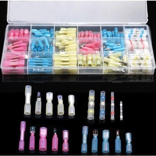 200pcs Mixed Heat Shrink Terminals Waterproof Solder Sleeve Tube Electrical Insulated Butt Connectors with Box
