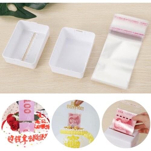 Cake Surprise Birthday Cake Topper Money Box Funny Cake ATM Happy Birthday Gifts Cake Money Box with 20 Bags