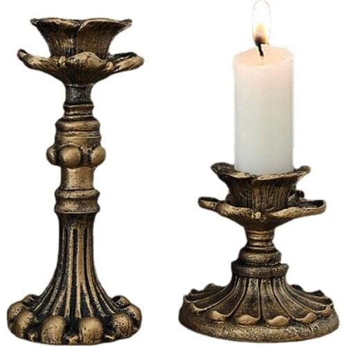 Home Supplies European Retro Antique Candlestick Ornaments Shop Bar Dining Table Decorations Candle Holder Photograph Props