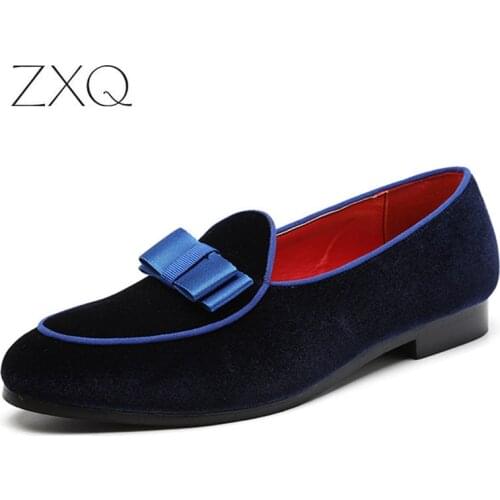 Big Size Men Formal Shoes Bowknot Wedding Dress Male Flats Fashion Gentlemen Casual Slip on Shoes Red Suede Loafers