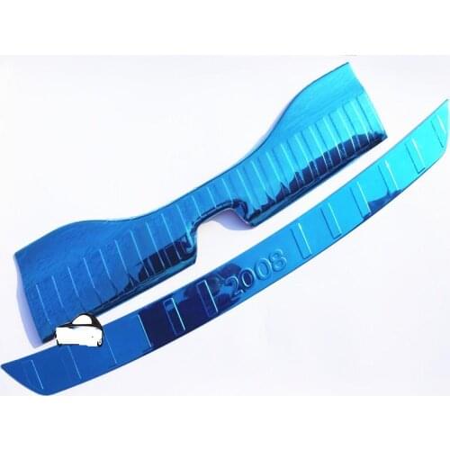 Stainless steel Rear Door Bumper Protector sill plate/ Trunk Tread Plate Trim for 2014-2019 Peugeot 2008 car styling