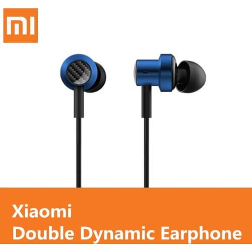 100% Original Xiaomi Double dynamic Earphone In-Ear Earphone Wired Control Dual Driver With MIC for Redmi Note 5 plus Mi 8