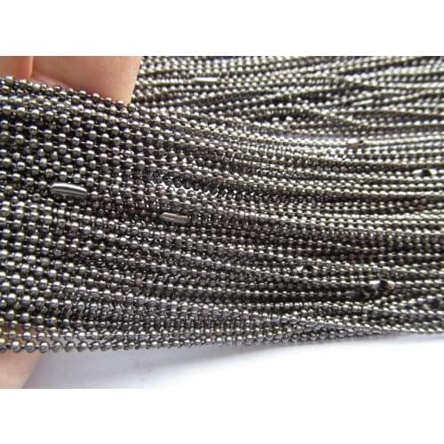 100pcs 27.75inch 1.50mm Gunmetal Ball Link Chain Necklace Connector Charm Finding