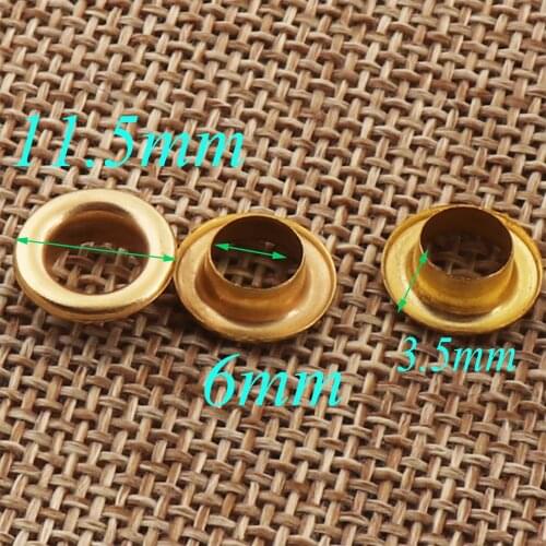 100 PCS Gold Metal Eyelets Grommets With Washers 6 mm Eyelets Canvas bag Eyelets Leather Eyelets