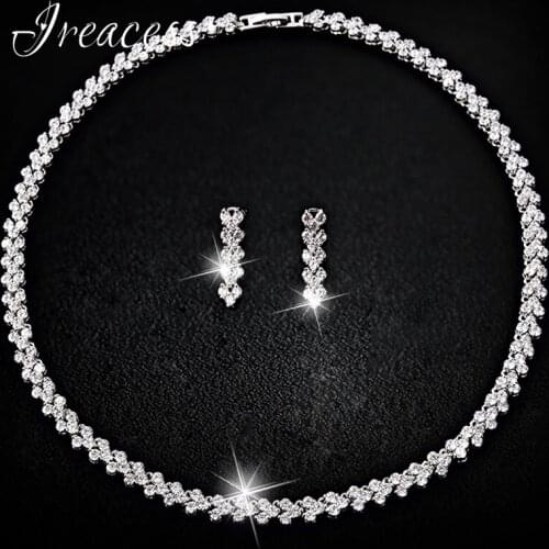 2018 New High Quality AAA Zircon Wedding Jewelry Sets pendant Necklace And Earrings Crystal Bridal Jewelry Sets For Women