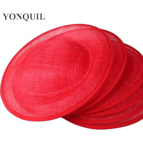30CM Red Sinamay Fascinator Base Women Big Size Sinamay Fedora Hats DIY Fascinator Hair Accessories Cocktail Hat 6PCS/Lot