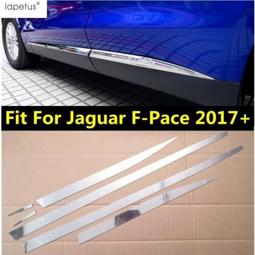 Stainless Steel Accessories For Jaguar F-Pace 2017 - 2020 Side Door Body Bottom Strip Streamer Lid Plate Molding Cover Kit Trim