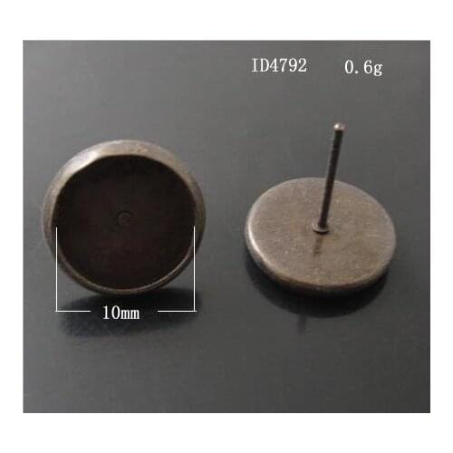 Free shipping!!! 200pcs dull silver Cabochon Settings Earring Post /pad 10mm,Earrings base,Earrings Stud