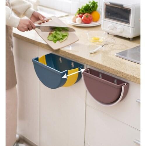 Household wall hanging folding dustbin creative kitchen sorting dustbin traceless vehicle plastic garbage bin