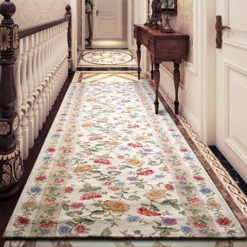 Flower Long Hallway Carpet Home Bedside Balcony Floor Mat Pastoral Corridor Area Rug Europe Carpet Runners Home Rug Aisle Hotel